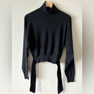 Wilfred Black Mock Neck Wrap Tie Sweater – XS